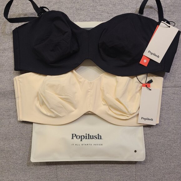 Popilush Bras Push-Up Strapless Bralettes Full Coverage Seamless | 38C - Picture 4 of 4